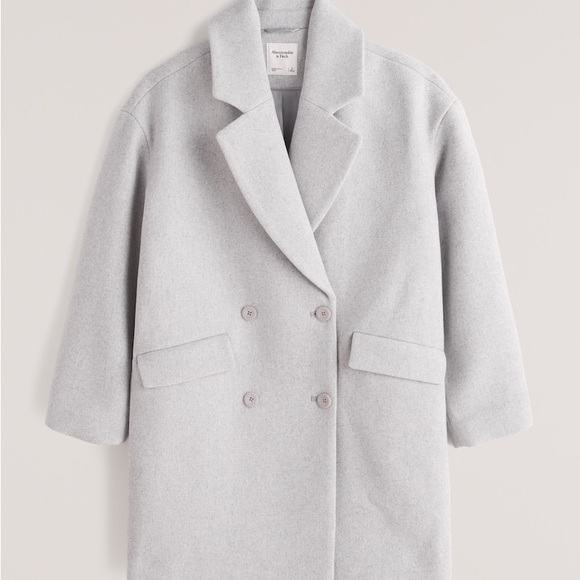 Abercrombie Grey Wool Oversized Coat Size XS - Picture 2 of 5